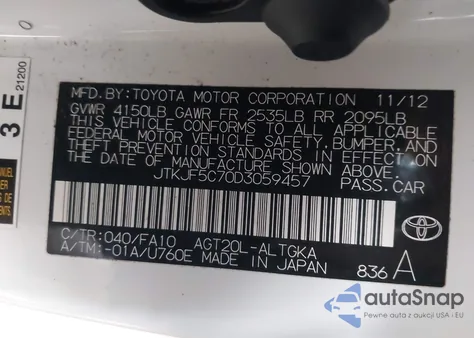 2013 Scion Tc z USA, uszkodzony, nr VIN JTKJF5C70D3059457